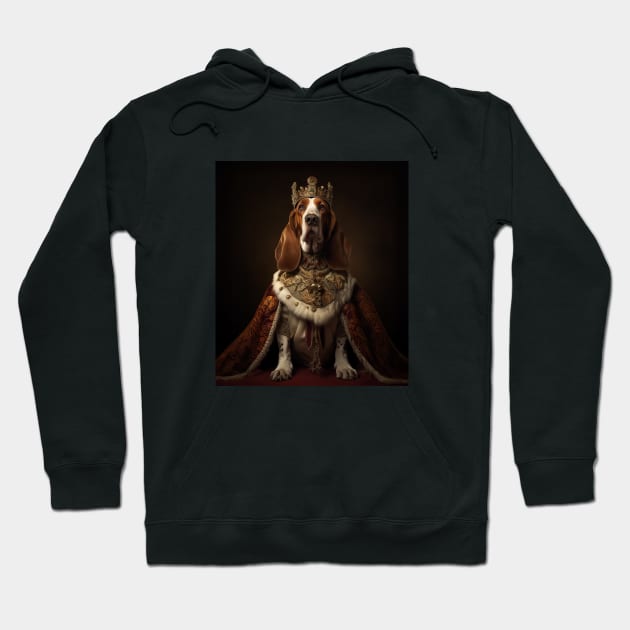 Noble Mahogany & White Basset Hound - Medieval King Hoodie by HUH? Designs